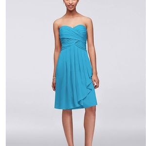 Short Crinkle Chiffon Dress with Front Cascade